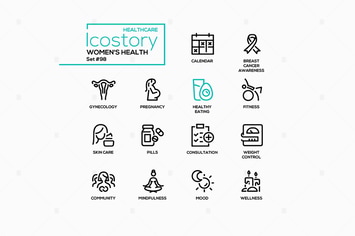 Women's health - line design style icons set
