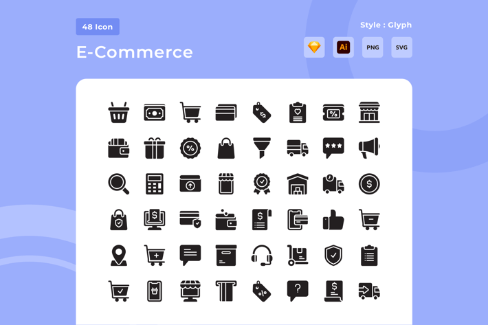 E-Commerce Glyph Style Icon Pack