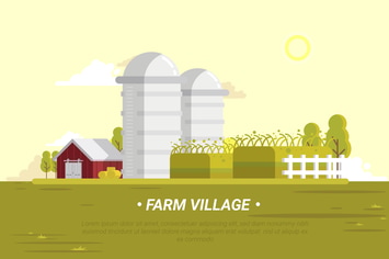 Farm Village - Vector Landscape and Building