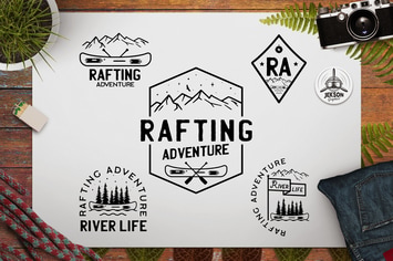 Rafting Adventure Logos, Camping Badges, TShirt 
