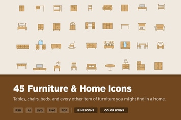 45 Furniture and Home Icons