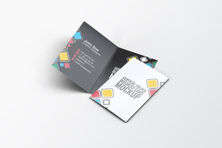 Vertical Folded Business Card Mock-Up