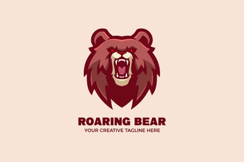 Brown Wild Bear Mascot Character Logo Template