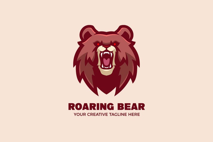 Brown Wild Bear Mascot Character Logo Template