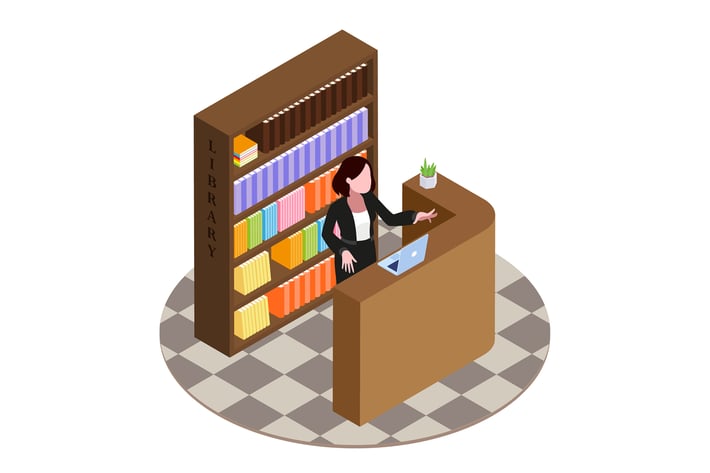 Librarian Concept Isometric Illustration