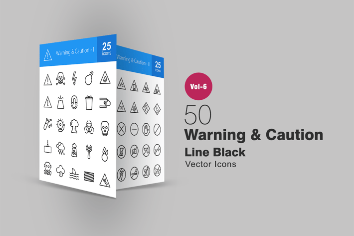 50 Warning & Caution Line Icons