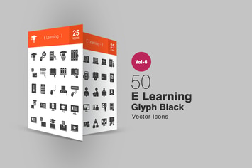 50 E Learning Glyph Icons