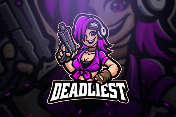 Deadliest Cute Girl Sport and Esport Logo Template
