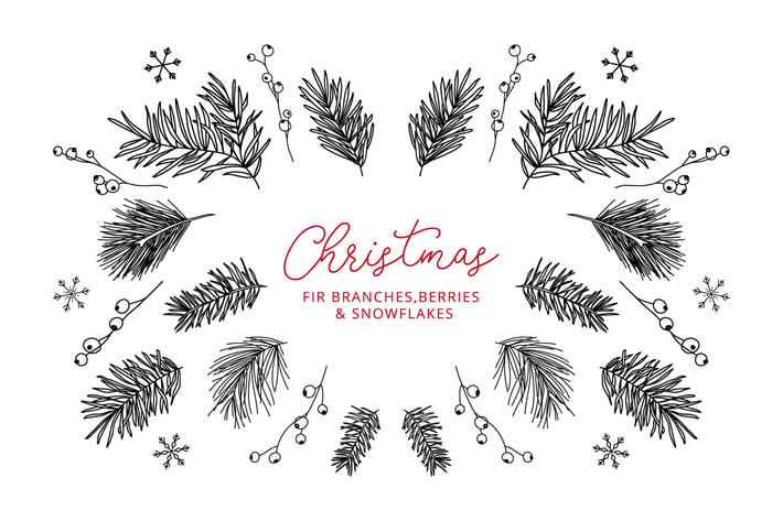 13 Winter Elements – Doodle Line Icons