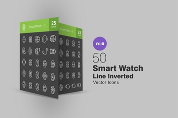 50 Smart Watch Line Inverted Icons
