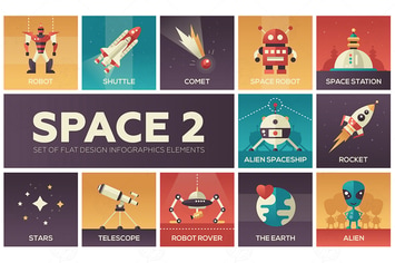 Space - set of flat design infographics elements