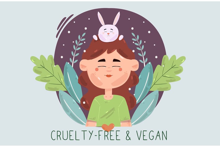 Cruelty Free and Vegan with Woman Character