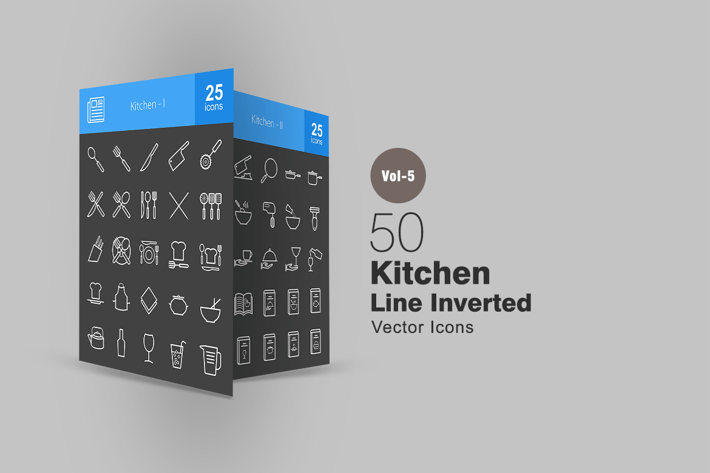 50 Kitchen Line Inverted Icons