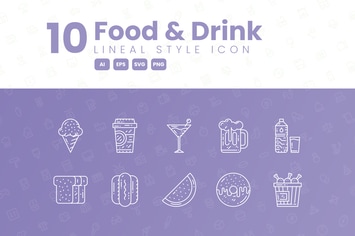 10 Food & Drink Detailed Icon Collection