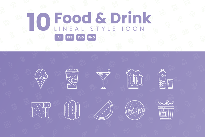 10 Food & Drink Detailed Icon Collection