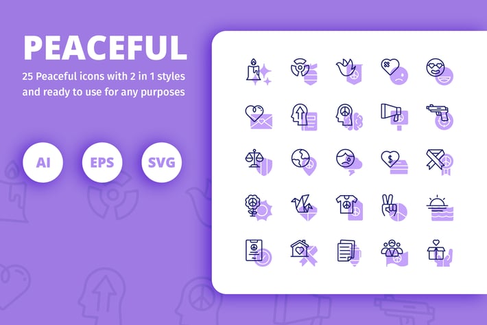 Peaceful Icons (Line and Solid)