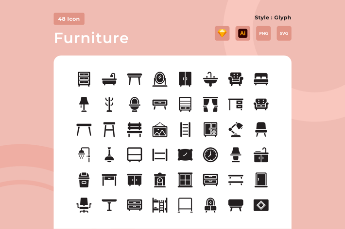Meuble Glyph Style Icon Pack