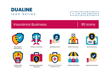 95 Insurance Business Flat Icons