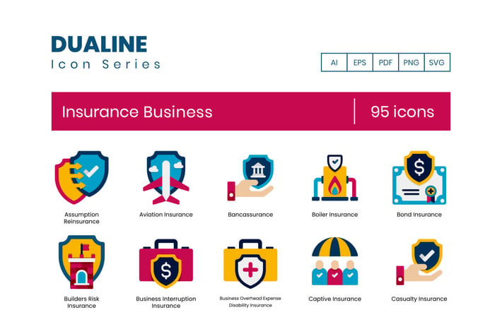 95 Insurance Business Flat Icons