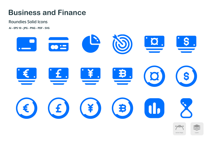 Business and Finance Roundies Solid Glyph Icons