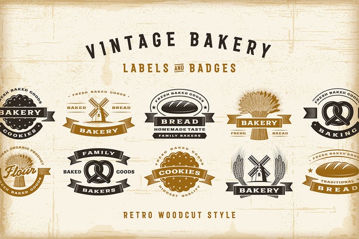 Vintage Bakery Labels Set