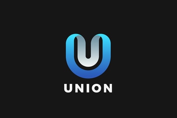 Letter U Logo design 3D Ribbon style