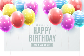 Realistic Birthday Background with Balloons