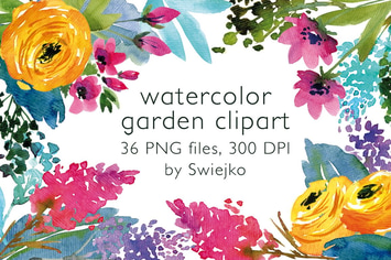 Watercolor garden flowers