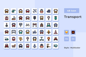 Transport Multicolor Style Icon Pack