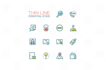 Essential icons - modern vector single line icons