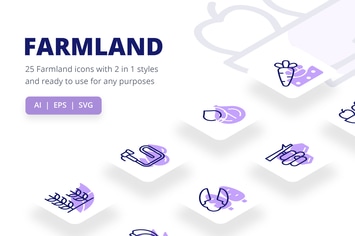 Farmland Icons (Line and Solid)
