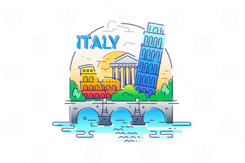 Italy - modern vector line travel illustration