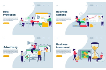 Set of Landing Page Templates Flat Concept