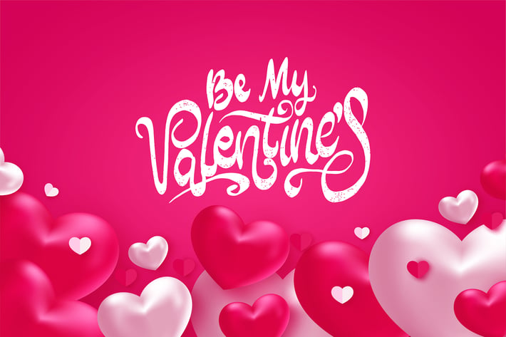 Realistic 3D Colorful Romantic Valentine Hearts