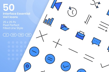 50 Interface Essential Icons Vol 1 - Filled Line