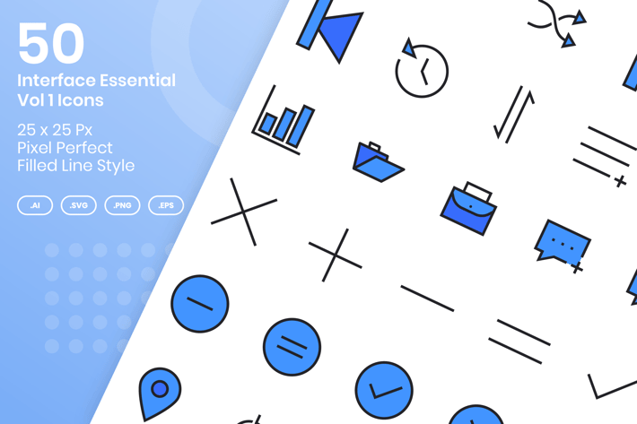 50 Interface Essential Icons Vol 1 - Filled Line