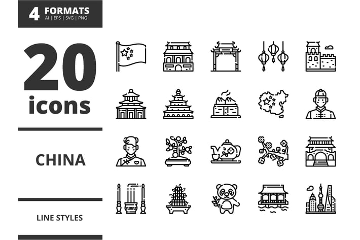 China Line icons packs
