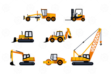 Construction Vehicles - modern vector objects set