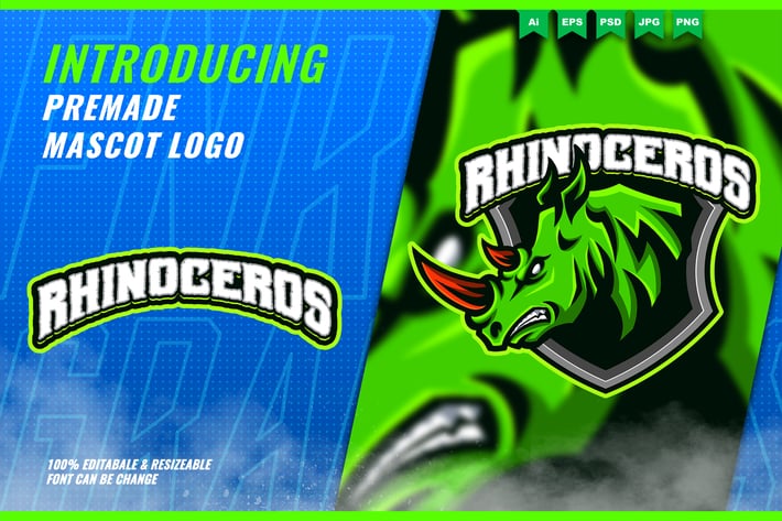 Rhinoceros - Mascot Esport Logo Template