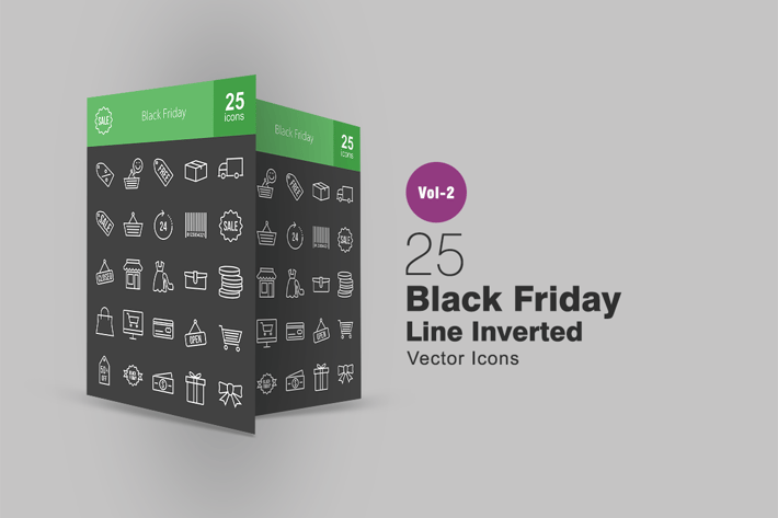 25 Black Friday Line Inverted Icons