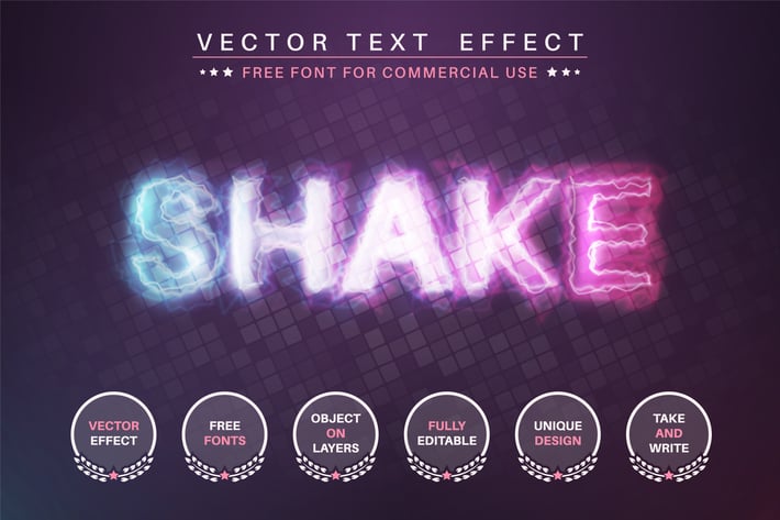 Shake lightning - editable text effect, font style