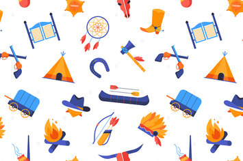 Wild West - colorful flat design style pattern