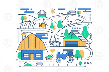 Farm - line design composition