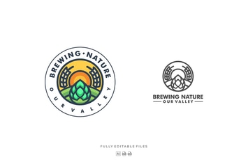Nature Badge Line Art Logo Template