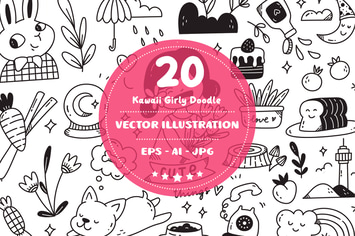 Kawaii Girly Doodles Vector