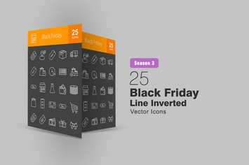 25 Black Friday Line Inverted Icons