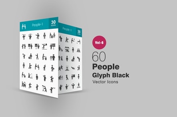 60 People Glyph Icons