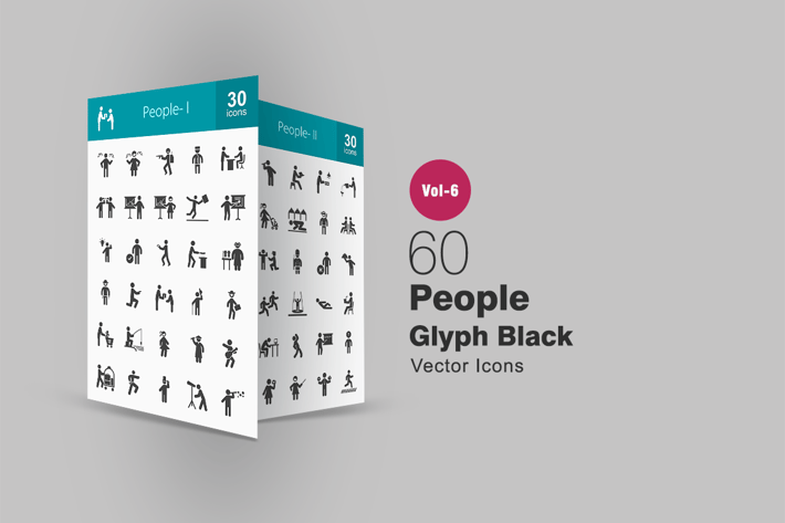 60 People Glyph Icons