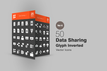 50 Data Sharing Glyph Inverted Icons