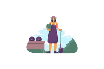 Gardening cactus illustration